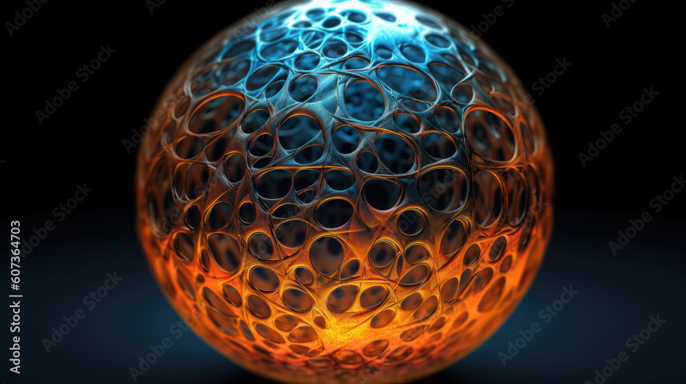 Ethereal Enigma: Macro Exploration of a Porous Sphere. Generative AI Ethereal Enigma: Macro Exploration of a Porous Sphere. Generative AI
