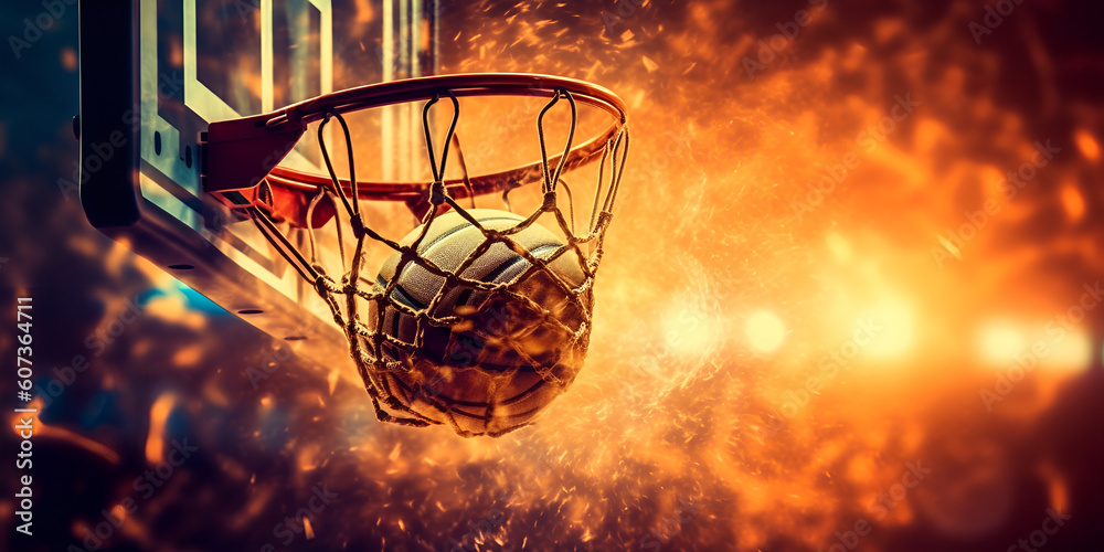 Basketball Glory: Slam Dunk into a Vibrant Stadium Bokeh,Basketball Brilliance,Victory ShinesBasketball