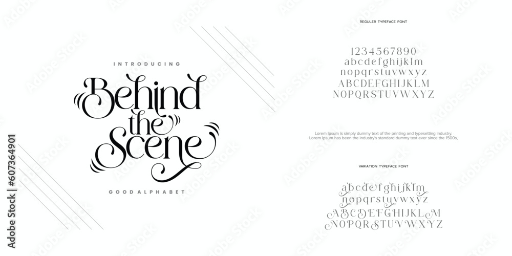 Fototapeta premium Abstract Fashion font alphabet. Minimal modern urban fonts for logo, brand etc. Typography typeface uppercase lowercase and number. vector illustration