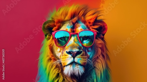 Cool lion with sunglasses