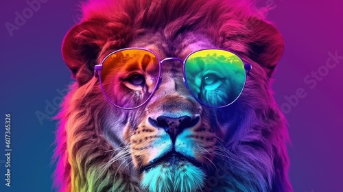 Cool lion with sunglasses