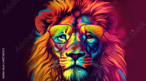 Cool lion with sunglasses