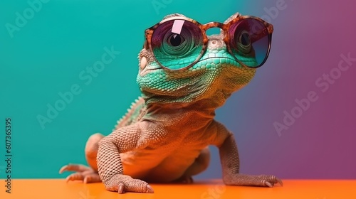 Cool lizard with sunglasses