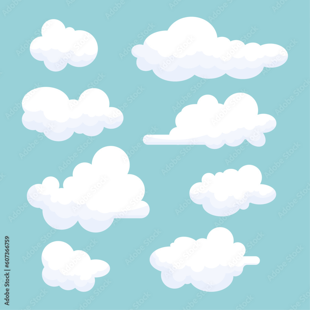Vector clouds. A set of clouds. Vector illustration in a flat style.