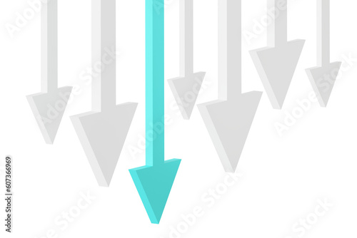 Multiple arrows pointing down. Decline concept.