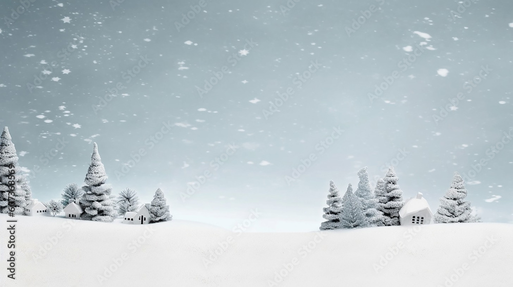 AI generative image of a traditional snowy and winter landscape for christmas season 