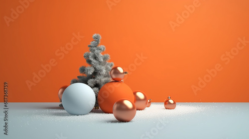 Minimal and modern AI generative image of christmas home decor background 