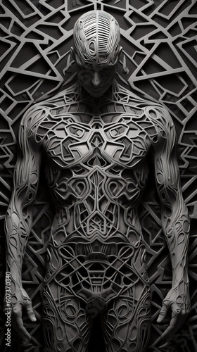Geometric Body. A human male body made with geometric shapes (A.I. Generative)