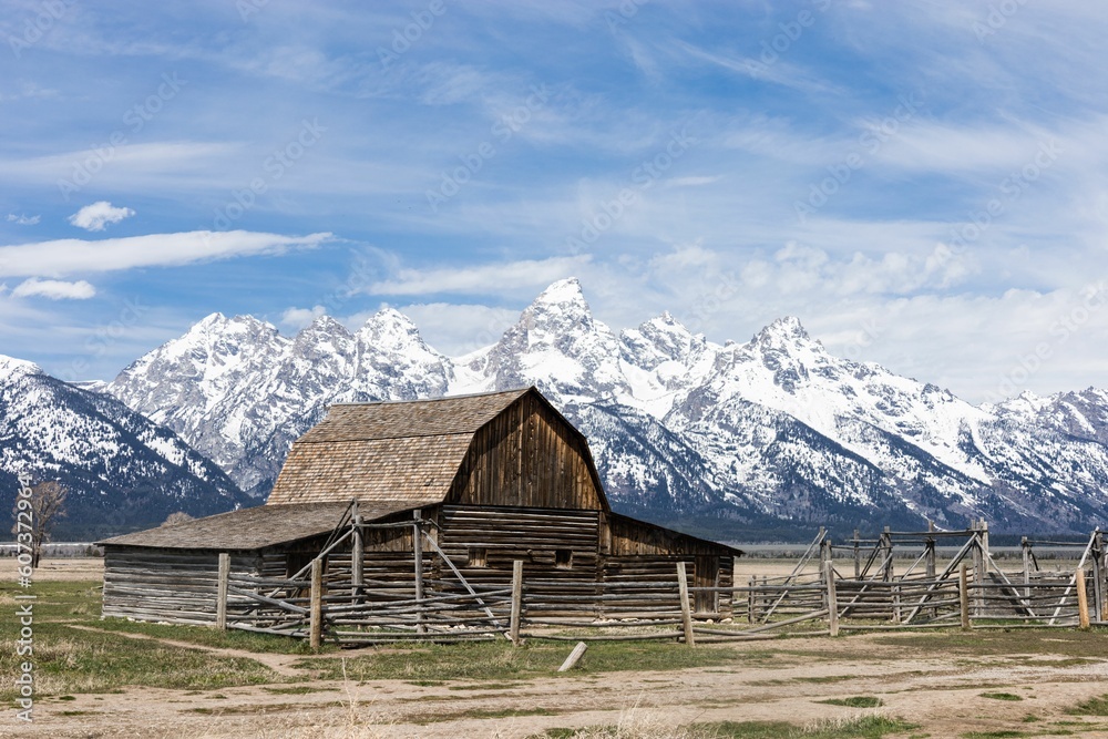 Beautiful view of a Mormon Row Historic District in US