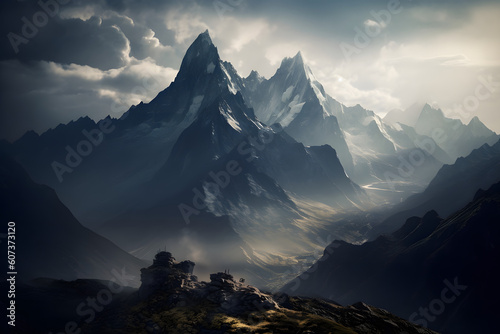 Majestic Alpine Landscape  Generative AI