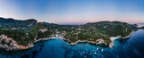 Panoramic shot of Palaiokastritsa during the day in Corfu, Greece