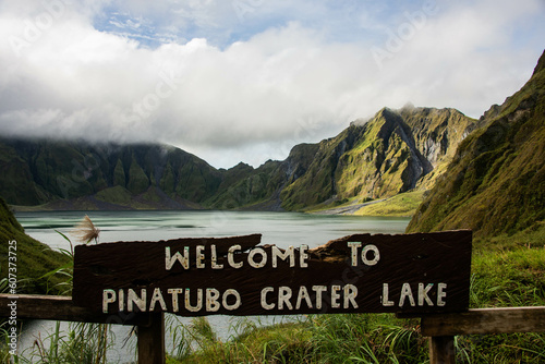 View of Lake Pinatubo, crater lake at Mount Pinatubo, Zambales, Luzon, Philippines photo