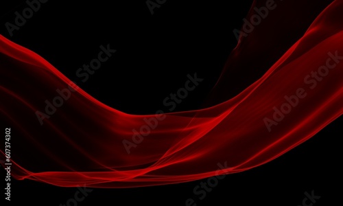 Abstract shaped silky red smoke against a black background