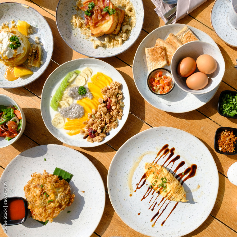 Breakfast set   on wooden wood