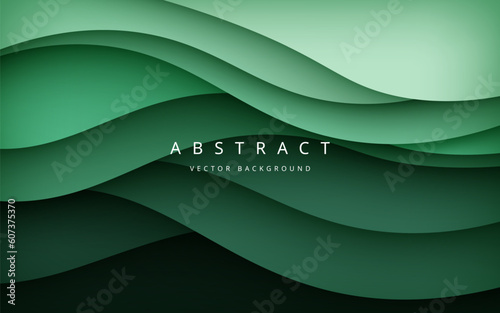 multi colored abstract green dynamic wavy papercut overlap layers background. eps10 vector