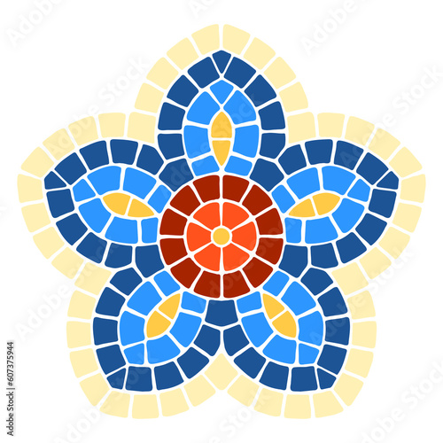 Abstract mosaic flower. Decorative antique stone illustration.