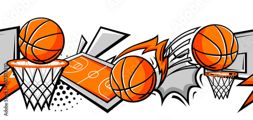 Pattern with basketball items. Sport club illustration.