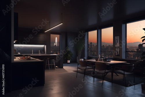 Modern Dark Apartment, Generative Ai
