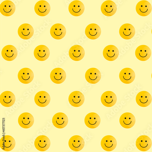 Seamless background with a smiling face. Emoji background. The texture of the smile line icon. Vector illustration © OneMoreTry