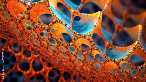 Transcendent Tapestry: Macro Exploration of Ferrofluidal Fractals. Generative AI photo