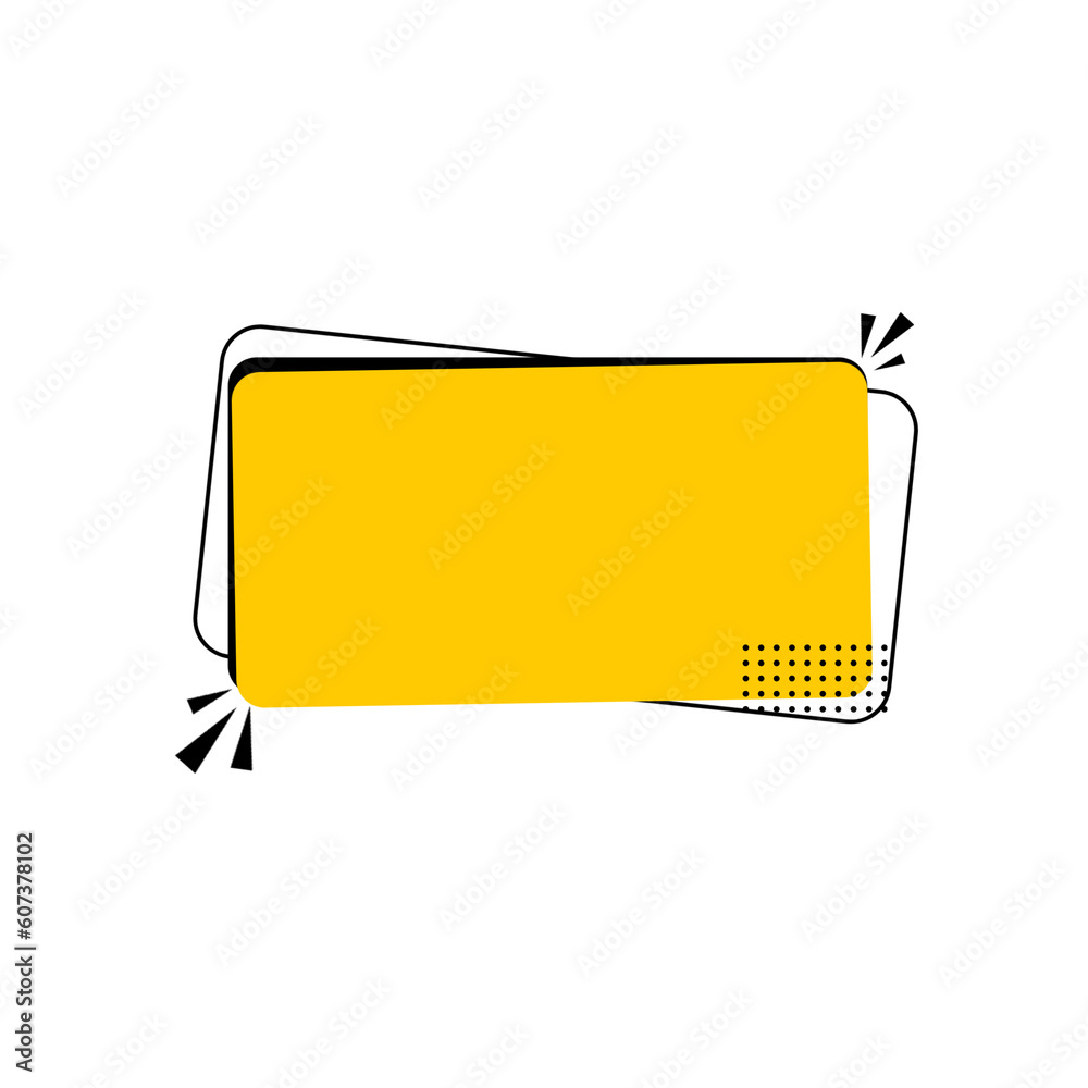 yellow bubble text box with paper - obrazy, fototapety, plakaty 