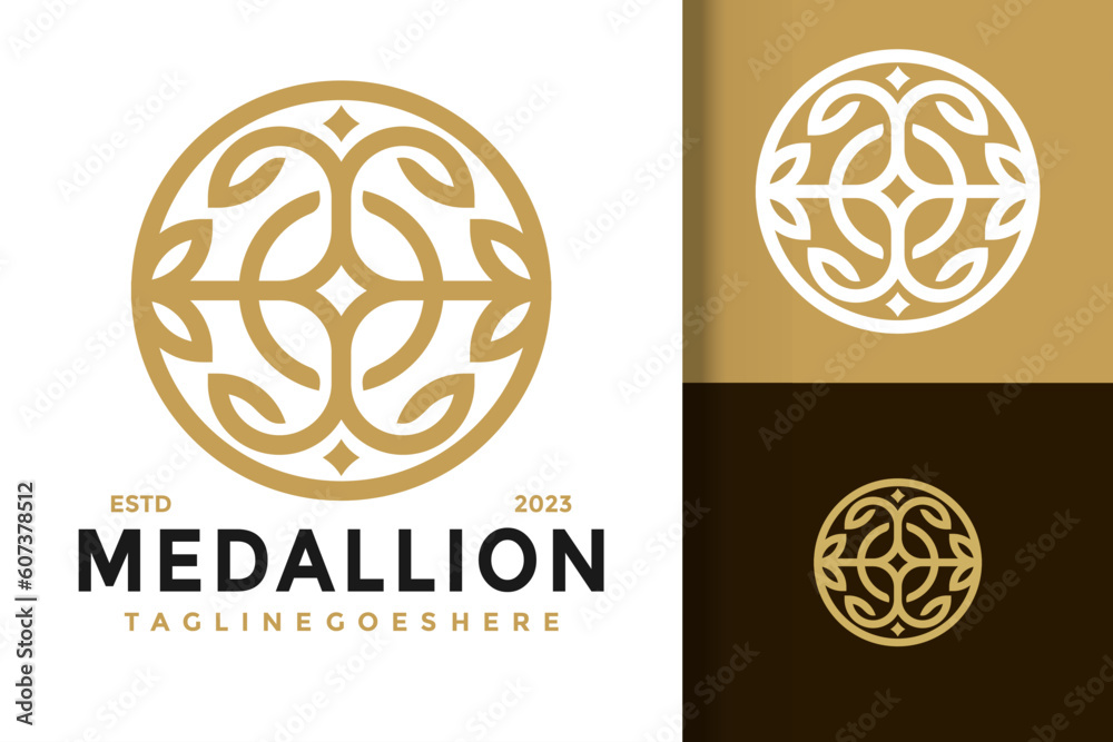 Medallion Beauty Flower Logo vector icon illustration