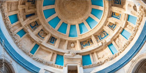 Greek architecture ceiling. Ancient greek sculpture photography from Generative AI