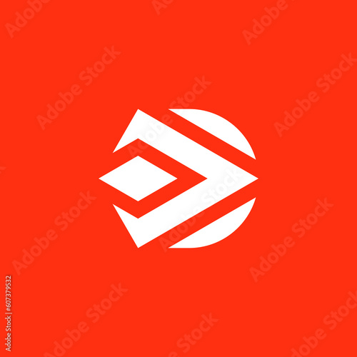 letter D logo, rocket exhaust fire.