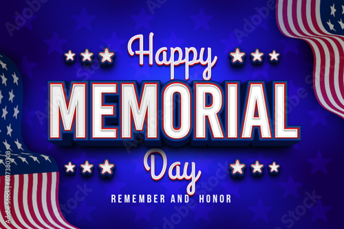 Happy Memorial Day 3d editable text effect