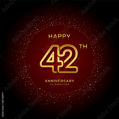 42th  anniversary logo design with a double line concept in gold color, logo vector template illustration photo