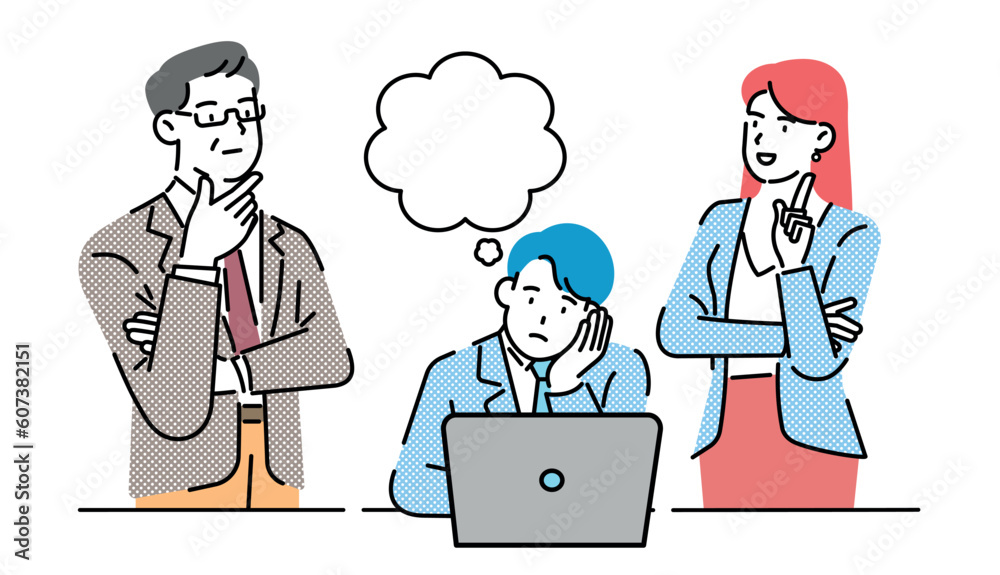 Office workers and coworkers stuck in front of their laptops Office workers and coworkers stuck in front of their laptops