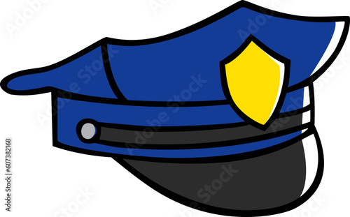 Doodle illustration of a police hat in transparent PNG file