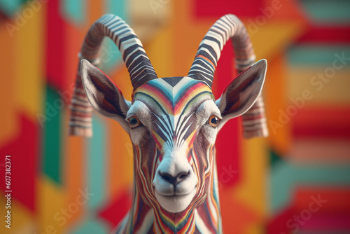 Close up portrait of a goat - generative ai © Grafigator