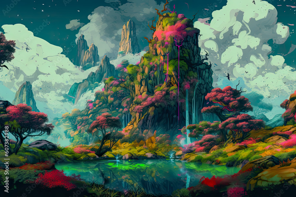 landscape mount painting cartoon art landscape mount painting cartoon art