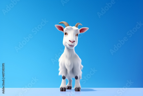 Pixar style cute charming white goat - ai generative photo