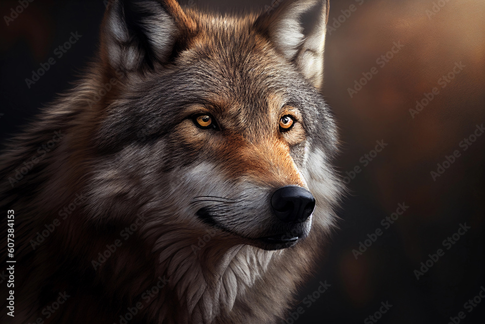 The wolf is portrait. AI Generated