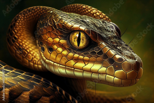 Snake head close-up. AI Generated