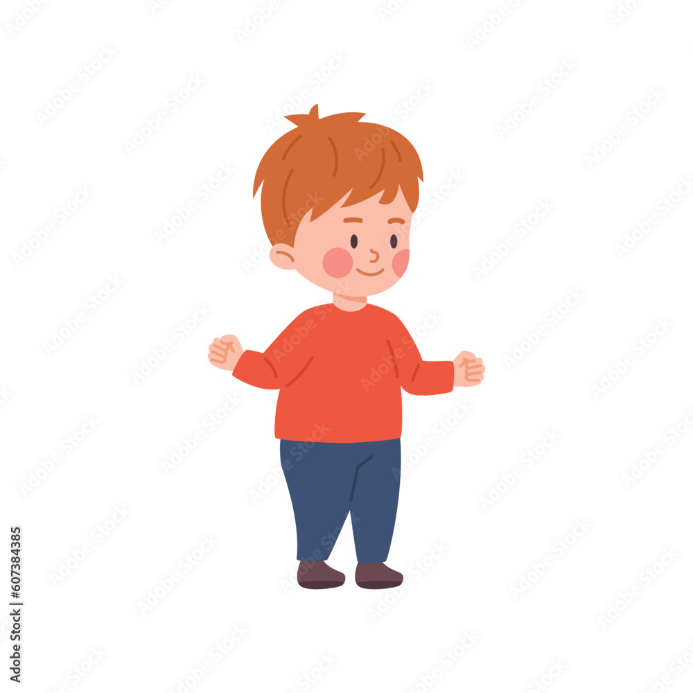 Caucasian child boy full length portrait, flat vector illustration isolated. Caucasian child boy full length portrait, flat vector illustration isolated.