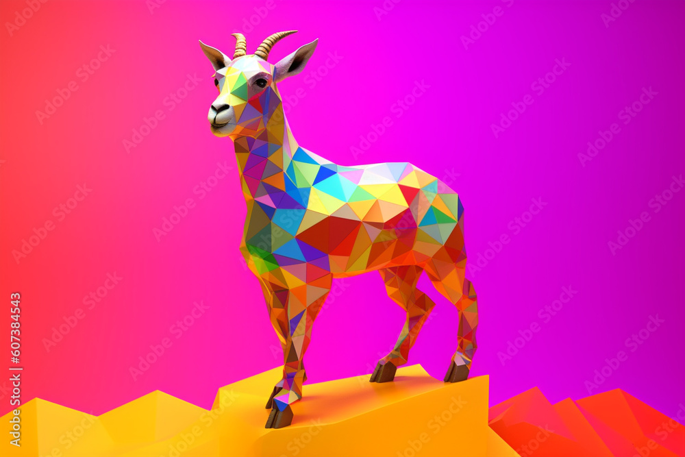 Obraz premium Geometrical goat colorful and abstract background - generative ai