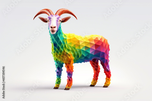 Geometrical goat colorful and abstract background - generative ai © Grafigator
