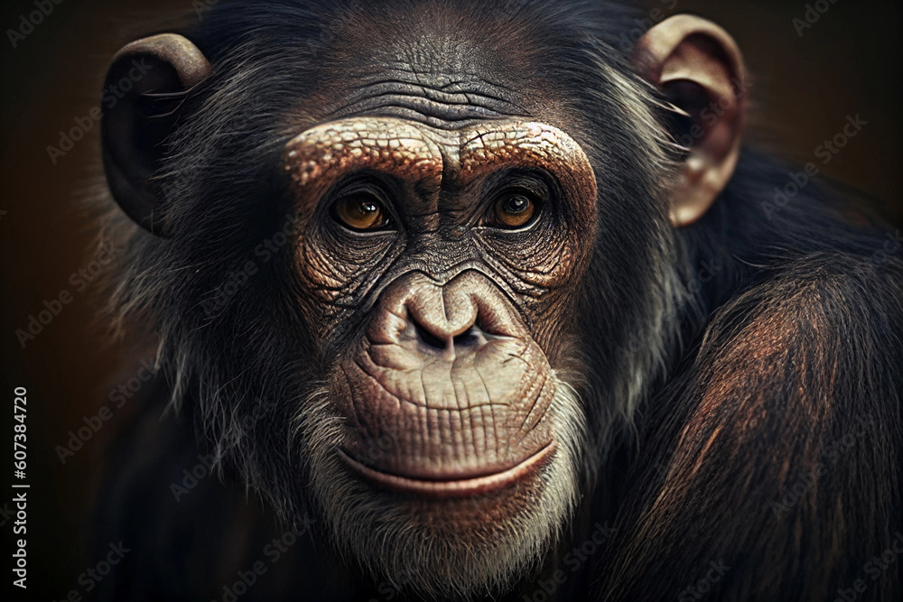 Portrait of a chimpanzee monkey. AI Generated Portrait of a chimpanzee monkey. AI Generated