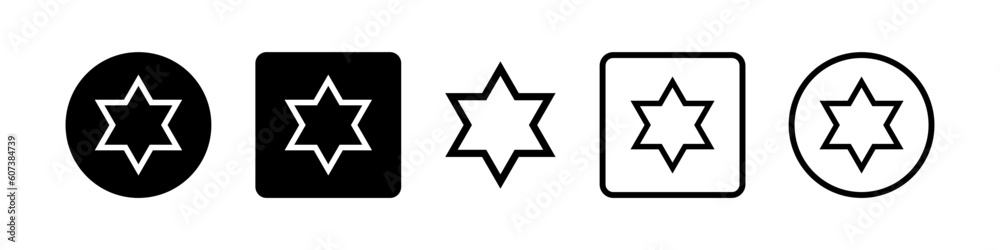 Star of David. Jewish symbol. Set of David's star vector icon. Star of David. Jewish symbol. Set of David's star vector icon.