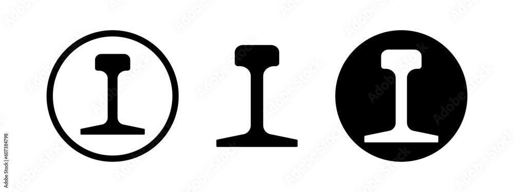 Railway profile simple vector icon. Set of steel rail for train industry. Railway profile simple vector icon. Set of steel rail for train industry.