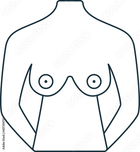 Female breast icon. Monochrome simple sign from cosmetology collection. Female breast icon for logo, templates, web design and infographics.