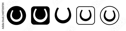 Set of horseshoe vector icon. Talisman sign. Lucky silhouette.