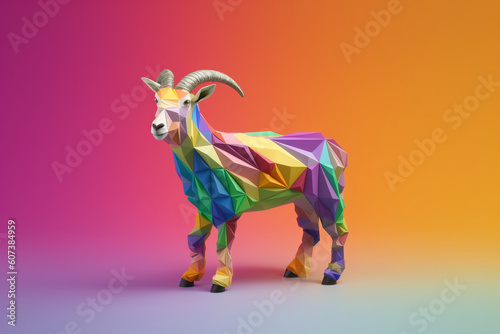 Geometrical goat colorful and abstract background - generative ai © Grafigator