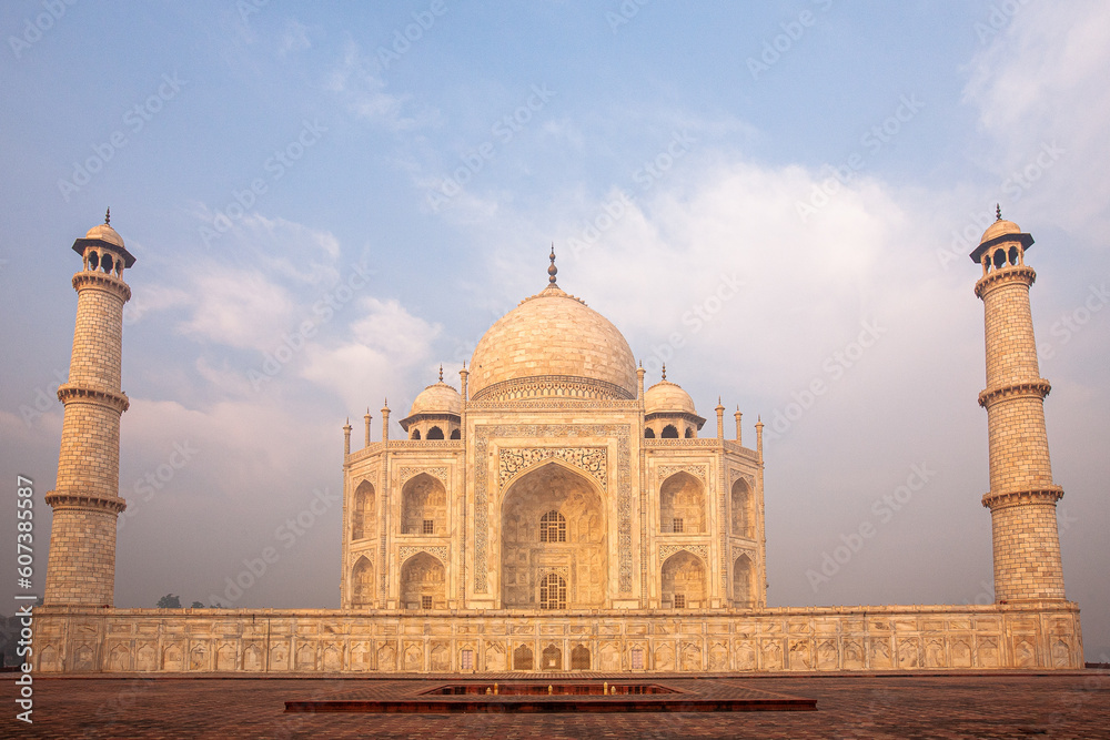 Taj Mahal at the sunrise, UNESCO World Heritage Site, Agra in Uttar Pradesh, India