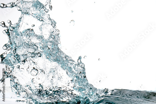 splashing water droplets on a white background