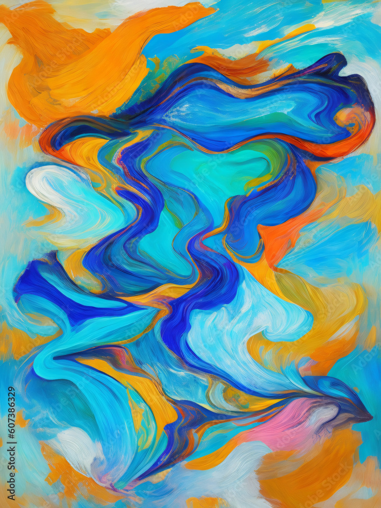 Painting of coastal abstract art, wave Painting of coastal abstract art, wave