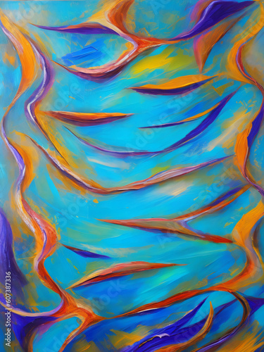 Painting of coastal abstract art, wave, reef